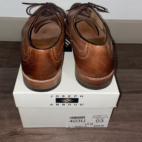 Joseph Abboud White Label Bixby Cognac Brown Classic Wingtip Cap Toe Oxfords 11 - Picture 6 of 10